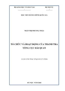 Luận văn Tổ chức và hoạt động của thanh tra tổng cục Hải Quan