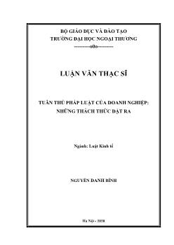 Luận văn Tuân thủ pháp luật của doanh nghiệp: những thách thức đặt ra