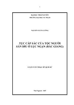 Luận văn Tục cấp sắc của tộc người sán dìu ở Lục Ngạn (Bắc Giang)