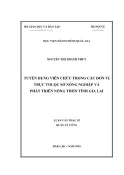 Luận văn Tuyển dụng viên chức trong các đơn vị trực thuộc sở nông nghiệp và phát triển nông thôn tỉnh Gia Lai