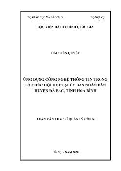 Luận văn Ứng dụng công nghệ thông tin trong tổ chức hội họp tại ủy ban nhân dân huyện Đà bắc, tỉnh Hòa Bình