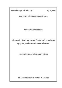 Luận văn Văn hoá công vụ của công chức phường, quận 9, thành phố Hồ Chí Minh