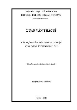 Luận văn Xây dựng văn hóa doanh nghiệp cho công ty xăng dầu B12