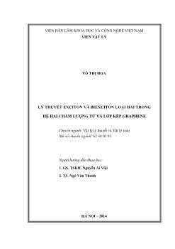 Lý thuyết exciton và biexciton loại hai trong hệ hai chấm lượng tử và lớp kép graphene