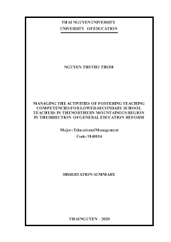 Managing the activities of fostering teaching competencies for lower-Secondary school teachers in the northern mountainous region in the direction of general education reform