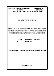 Metabolic syndrome, plasma leptin and il - 1β concentrations in patients with primary knee osteoarthritis