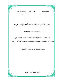 Quản lý nhà nước về trật tự, an toàn giao thông đường bộ trên địa bàn tỉnh Gia Lai