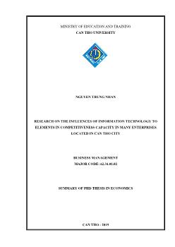 Research on the influences of information technology to elements in competitiveness capacity in many enterprises located in Can Tho city