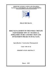 Risk management in the public private partnership (ppp) of technical infrastructure construction and investment projects in Da Nang