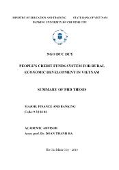 The People's Credit Funds system with rural economic development in Vietnam