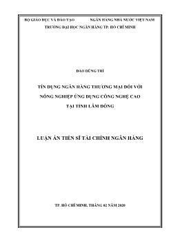 Tín dụng ngân hàng thương mại đối với nông nghiệp ứng dụng công nghệ cao tại tỉnh Lâm Đồng