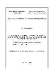 Tóm tắt Luận án A research into the control of mobile robot manipulator to track target based on visual information