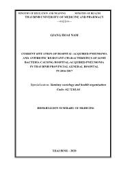 Tóm tắt Luận án Current situation of hospital-Acquired pneumonia and antibiotic resistant characteristics of some bacteria causing hospital-acquired pneumonia in thai binh provincial general hospital in 2016 - 2017