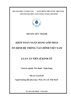 Tóm tắt Luận án Kiểm toán ngân hàng góp phần ổn định hệ thống tài chính Việt Nam