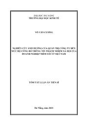 Tóm tắt Luận án Nghiên cứu ảnh hưởng của quản trị công ty đến mức độ công bố thông tin trách nhiệm xã hội của doanh nghiệp niêm yết ở Việt Nam