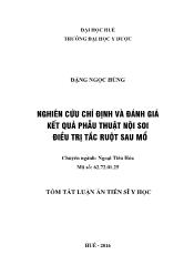 Tóm tắt Luận án Nghiên cứu chỉ định và đánh giá kết quâ phẫu thuật nội soi điều trị tắc ruột sau mổ