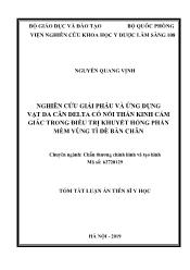 Tóm tắt Luận án Nghiên cứu giải phẫu và ứng dụng vạt da cân delta có nối thần kinh cảm giác trong điều trị khuyết hổng phần mềm vùng tì đè bàn chân