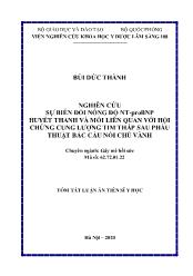 Tóm tắt Luận án Nghiên cứu sự biến đổi nồng độ nt-Probnp huyết thanh và mối liên quan với hội chứng cung lượng tim thấp sau phẩu thuật bắc cầu nối chủ vành