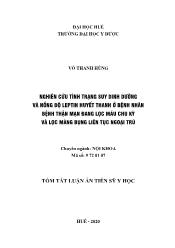 Tóm tắt Luận án Nghiên cứu tình trạng suy dinh dưỡng và nồng độ leptin huyết thanh ở bệnh nhân bệnh thận mạn đang lọc máu chu kỳ và lọc màng bụng liên tục ngoại trú