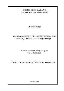 Tóm tắt Luận án Nhận dạng hành vi của người tham gia giao thông dựa trên cảm biến điện thoại