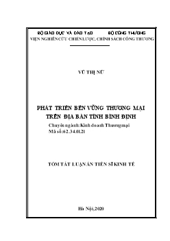 Tóm tắt Luận án Phát triển bền vững thương mại trên địa bàn tỉnh Bình Định