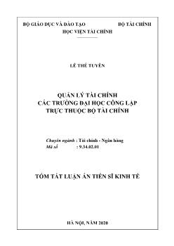 Tóm tắt Luận án Quản lý tài chính các trường đại học công lập trực thuộc bộ tài chính