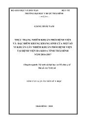 Tóm tắt Luận án Thực trạng nhiễm khuẩn phổi bệnh viện và đặc điểm kháng kháng sinh của một số vi khuẩn gây nhiễm khuẩn phổi bệnh viện tại bệnh viện đa khoa tỉnh Thái Bình năm 2016 - 2017