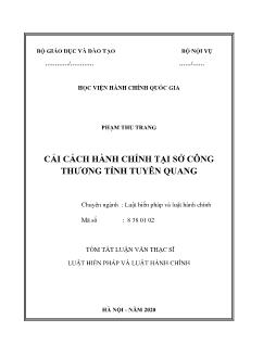 Tóm tắt Luận văn Cải cách hành chính tại sở công thương tỉnh Tuyên Quang