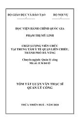 Tóm tắt Luận văn Chất lượng viên chức tại trung tâm y tế quận Liên Chiểu, thành phố Đà Nẵng