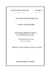 Tóm tắt Luận văn Hoạt động kiểm tra công vụ của UBND tỉnh Tây Ninh