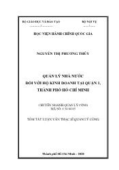 Tóm tắt Luận văn Quản lý nhà nước đối với hộ kinh doanh tại quận 1, thành phố hồ Chí Minh