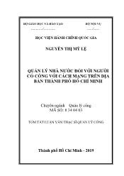 Tóm tắt Luận văn Quản lý nhà nước đối với người có công với cách mạng trên địa bàn thành phố Hồ Chí Minh