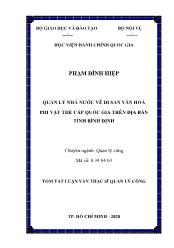 Tóm tắt Luận văn Quản lý nhà nước về di sản văn hóa phi vật thể cấp quốc gia trên địa bàn tỉnh Bình Định