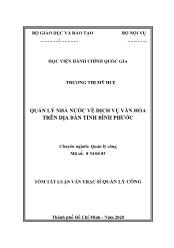 Tóm tắt Luận văn Quản lý nhà nước về dịch vụ văn hóa trên địa bàn tỉnh Bình Phước