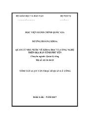 Tóm tắt Luận văn Quản lý nhà nước về khoa học và công nghệ trên địa bàn tỉnh Phú Yên