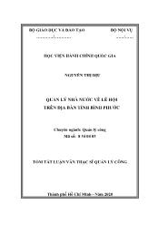 Tóm tắt Luận văn Quản lý nhà nước về lễ hội trên địa bàn tỉnh Bình Phước