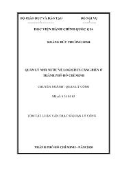 Tóm tắt Luận văn Quản lý nhà nước về logistics cảng biển ở thành phố Hồ Chí Minh