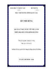 Tóm tắt Luận văn Quản lý nhà nước về việc làm trên địa bàn tỉnh Bình Dương