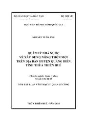 Tóm tắt Luận văn Quản lý nhà nước về xây dựng nông thôn mới trên địa bàn huyện Quảng Điền, tỉnh Thừa Thiên Huế