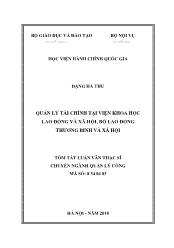 Tóm tắt Luận văn Quản lý tài chính tại viện khoa học lao động và xã hội, bộ lao động thương binh và xã hội