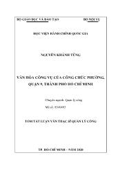 Tóm tắt Luận văn Văn hóa công vụ của công chức phường, quận 9, thành phố Hồ Chí Minh