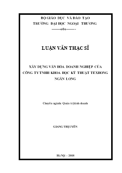 Xây dựng văn hóa doanh nghiệp của công ty TNHH khoa học kỹ thuật Texhong Ngân Long