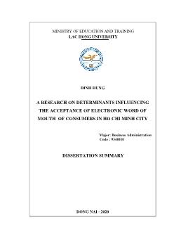 A research on determinants influencing the acceptance of electronic word of mouth of consumers in Ho Chi Minh city