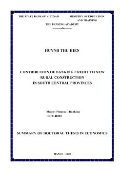 Contribution of banking credit to new rural construction in south central provinces