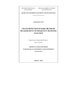 Crack detection in bars, beams by measurement of frequency response function