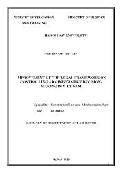 Improvement of the legal framework on controlling administrative decisionmaking in Viet Nam