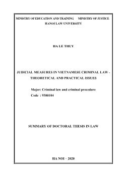 Judicial measures in vietnamese criminal law - Theoretical and practical issues