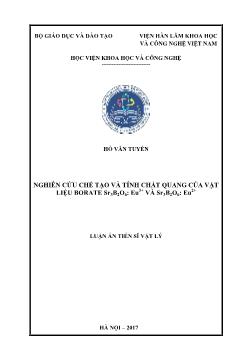 Luận án Nghiên cứu chế tạo và tính chất quang của vật liệu borate Sr3B2O6: Eu3+ và Sr3B2O6: Eu2+