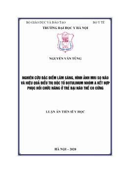 Luận án Nghiên cứu đặc điểm lâm sàng, hình ảnh mri sọ não và hiệu quả điều trị độc tố botulinum nhóm A kết hợp phục hồi chức năng ở trẻ bại não thể co cứng