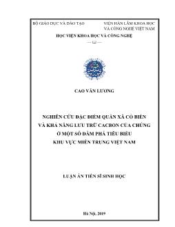 Luận án Nghiên cứu đặc điểm quần xã cỏ biển và khả năng lưu trữ cacbon của chúng tại một số đầm phá tiêu biểu khu vực miền trung Việt Nam